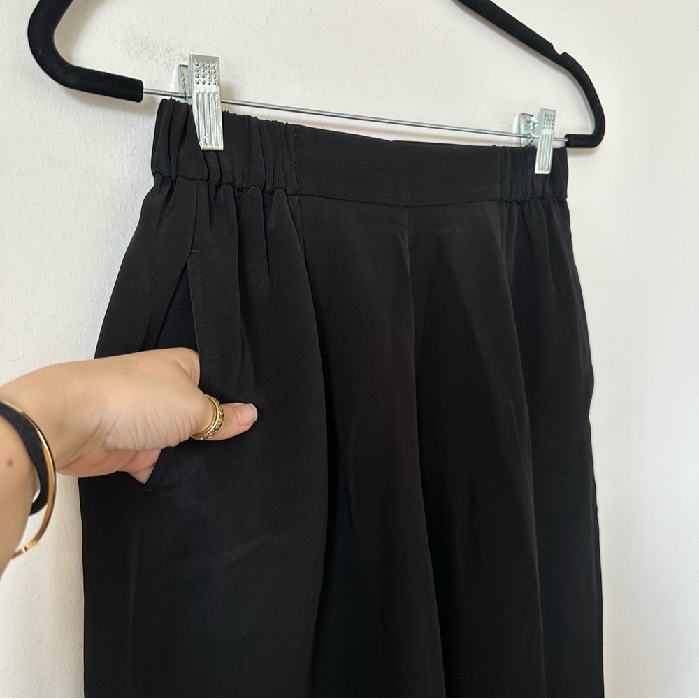 Nwt Gentle Herd Black 100% Silk Wide Leg Cropped Pants Size Small — image 4 of 7